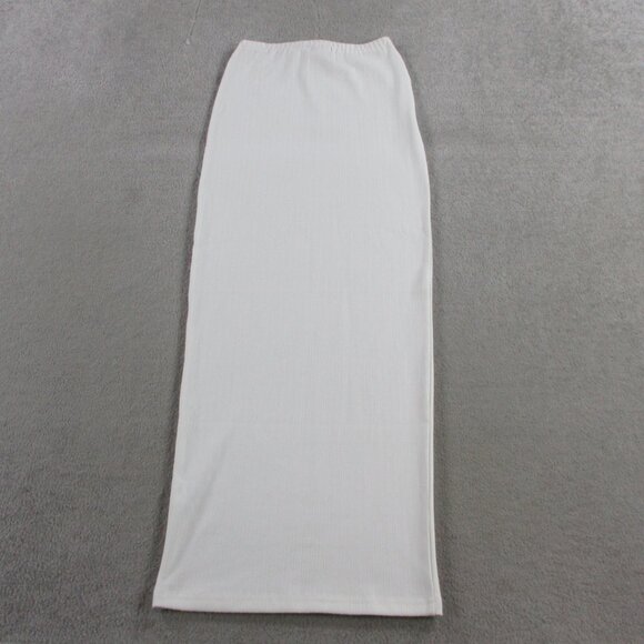 White Fox Boutique Maxi Skirt Womens XS White Walk Behind Me Ribbed Maxi NWT - Picture 2 of 7